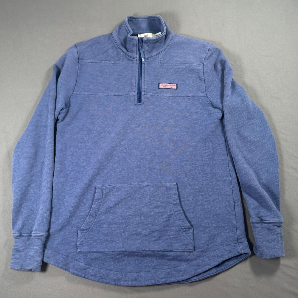 Vineyard Vines Sweater Womens 2XS Blue Martha's 1/4 Zip Long Sleeve Pocket